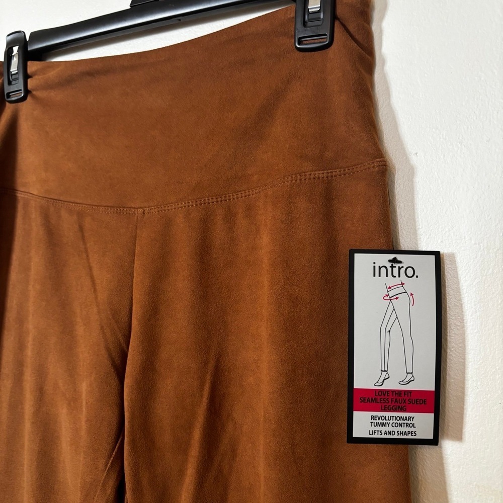Intro Love the Fit Women's Leggings Small NWT Faux Suede Seamless Brown - Picture 4 of 5
